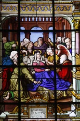 Église Saint-Laurent, vitrail : la Mort de Marie, Paris