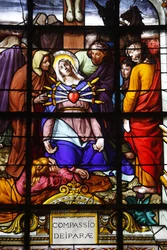 Paris, France Église Saint-Laurent vitrail : Les sept douleurs de Marie, Paris, France
