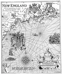 Partie de la carte de la Nouvelle-Angleterre du capitaine John Smith, 17ème siècle