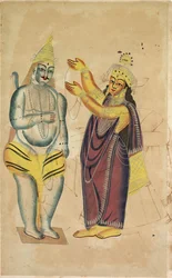 Parvati plaçant une guirlande de mariage sur Shiva, 1800s