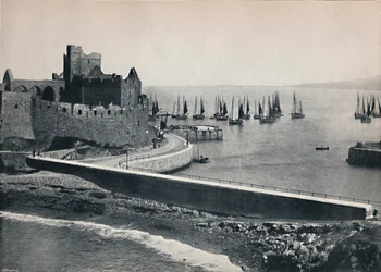Peel - Le vieux château et le port, 1895