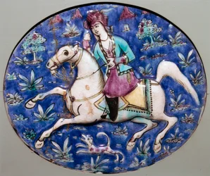 Carreau persan représentant un cavalier, 19ème siècle