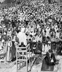 Musulmans pieux rassemblés au Durbar de Dieu, La Mecque, Arabie Saoudite, 1922