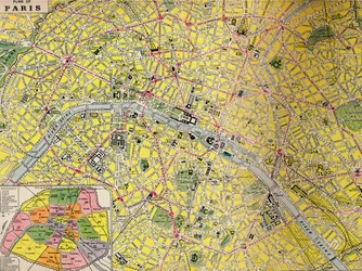 Plan de Paris - Quartier central de la Ville Lumière, vers 1930