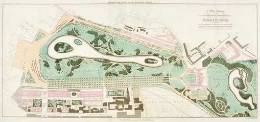 Plan du parc St James, Westminster, Londres, 1710