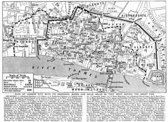 Plan de la ville de Londres montrant les églises, quartiers et guildes, 1926-1927