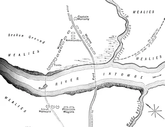 Plan de la catastrophe sur la rivière Intombe, 12 mars 1879