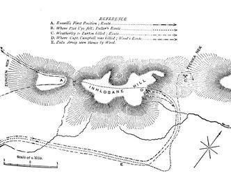 Plan de la bataille sur la montagne Inhlobane, 28 mars 1979, vers 1880