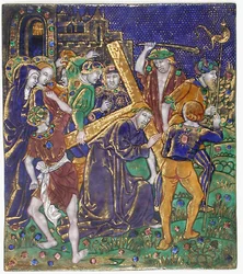 Plaque avec Christ portant la croix, français
