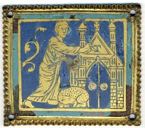 Plaque avec marquage de la porte avec la lettre Tau, allemand