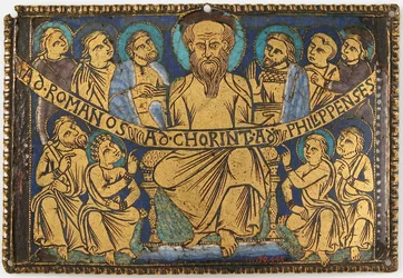 Plaque avec Saint Paul et ses disciples, britannique, vers 1160-1180