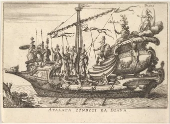 Planche 12: Atalante menée par Diane, accompagnée de guerriers portant..., 1664