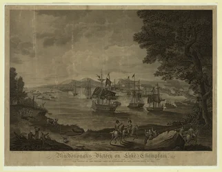 Bataille navale de Plattsburgh sur le lac Champlain, flotte américaine commandée par Thomas Macdonough battant la flotte britannique, 11 septembre