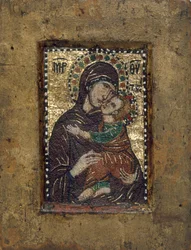 Icône portable avec la Vierge Eleousa, byzantine