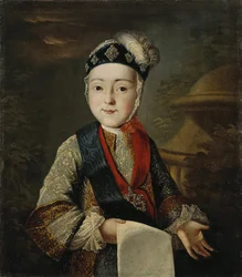 Portrait du Grand-Duc Pavel Petrovich 1754-1801 enfant, milieu du 18ème siècle