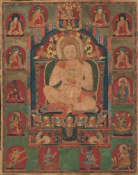 Portrait de Jnanatapa assisté de Lamas et Mahasiddhas, vers 1350