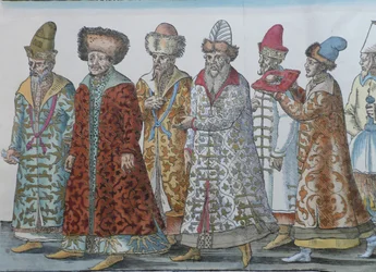 Portrait des monarques de Moscou Ivan III, Vassili III Ivanovitch, Ivan IV de Russie et leur entourage