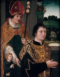 Portrait de Nicholas Gaze et de son fils et Saint Nicolas, 1525