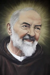 Portrait de Padre Pio en Apulia, Alberobello, Italie