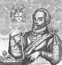 Portrait de Sir Francis Drake. Frontispice de The World Encompassed