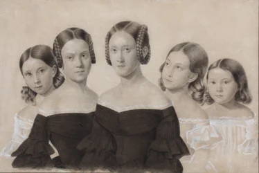Portrait des Sœurs Yelisaveta, Maria, Praskovya, Alexandra et Anna Dyakov, fin des années 1830
