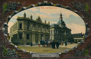 Bureau de poste et hôtel de ville, Ipswich, Suffolk, vers 1905