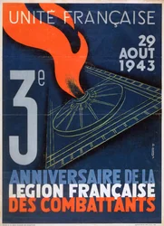 Affiche pour le 3e anniversaire de la fondation de la Légion Française des Combattants, 1943