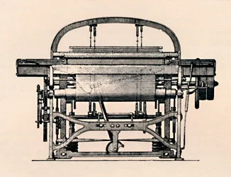 Vue de face du métier à tisser mécanique, 1836, 1904