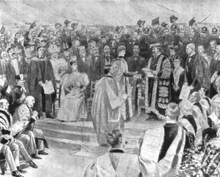 La princesse Alexandra recevant le diplôme de docteur en musique...1896, 1901
