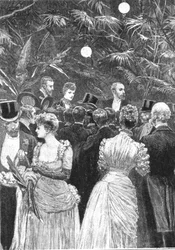 La princesse Alexandra vendant des fleurs à une fête organisée au profit des hôpitaux de Londres, 23 juillet 1884