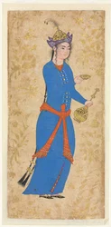 Princesse avec bouteille de vin et coupe recto, vers 1550-1600
