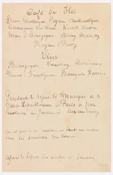 Impression, carte de menu