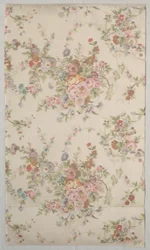 Soie imprimée avec motif floral, fin des années 1800