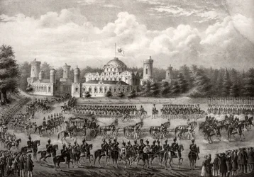 Procession du tsar Nicolas Ier du palais Petrovsky à la cathédrale de la Dormition lors de son couronnement en 1825, 1826