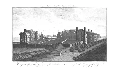 Vue de Battle-Abbey, un monastère bénédictin dans le comté de Sussex, 1771