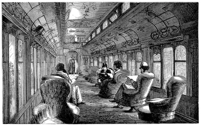 Voiture-salon Pullman sur le Midland Railway, Angleterre, 1876