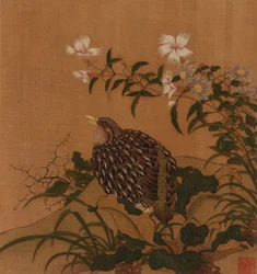 Cailles et fleurs