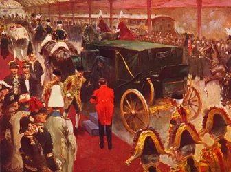 La reine Alexandra arrivant à la gare de Paddington pour les funérailles de la reine Victoria, 1901 1906