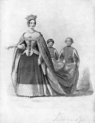 La reine Victoria en reine Philippa au bal Plantagenêt, palais de Buckingham, vers 1840, 1901