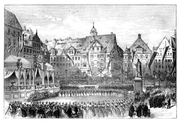 La reine Victoria dévoilant une statue du prince Albert, Cobourg, Allemagne, 1865
