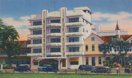 Hôtel Queens Park, Port of Spain, Trinidad, B.W.I., vers 1940