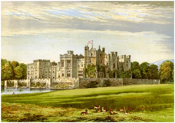 Château de Raby, comté de Durham, résidence du duc de Cleveland, vers 1880