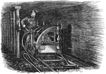 Machine de découpe de charbon sur rail, 1864