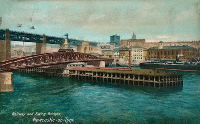 Ponts ferroviaires et suspendus, Newcastle-upon-Tyne, vers 1905