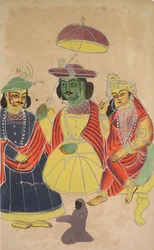 Rama et Sita intronisés avec Lakshmana et Hanuman présents, 1800s