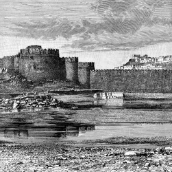 Remparts de la ville et citadelle, Golconde, Inde, 1895