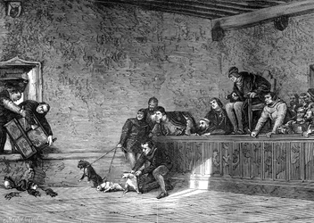 Combat de rats, reconstitution de Louis XI de France, 1461-1483, 1882-1884