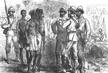 Réception des ambassadeurs du roi Koffees dans le camp anglais, vers 1880