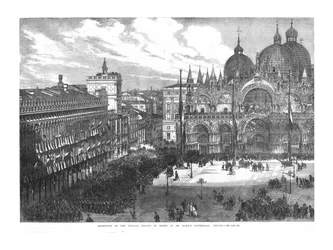 Réception des troupes italiennes devant la cathédrale Saint-Marc, Venise
