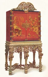 Cabinet en laque rouge et or, vers 1695, 1936